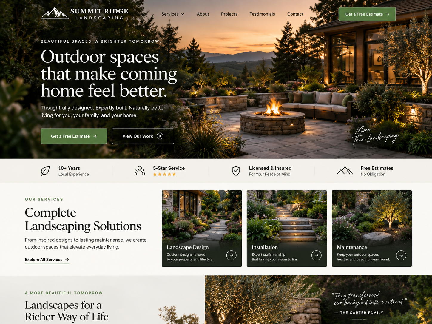 Summit Ridge Landscaping website concept